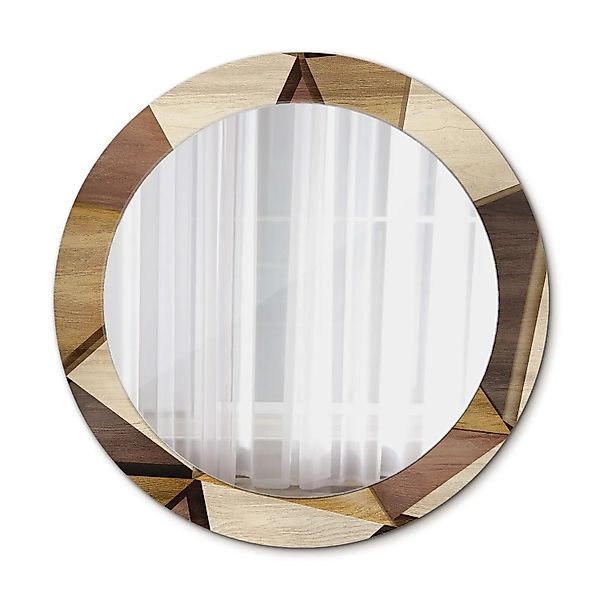 Tulup Bedruckter Spiegel Geometrisches 3D Holz 70x70 cm Runder Spiegel Bedr günstig online kaufen