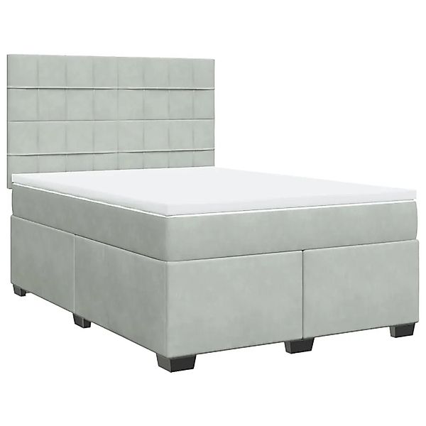 vidaXL Boxspringbett mit Matratze Hellgrau 140x190 cm Samt 3293206 günstig online kaufen