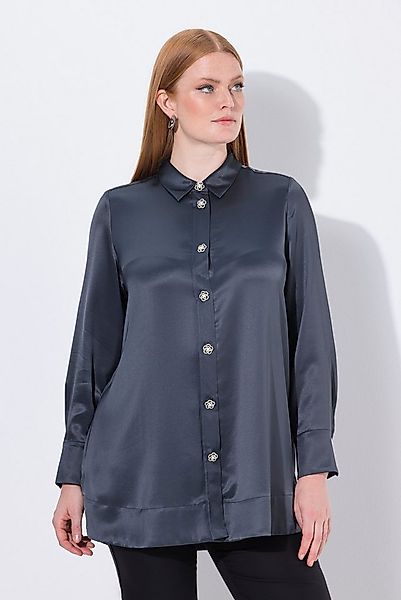 Ulla Popken Hemdbluse Bluse Acetat A-Linie Hemdkragen Langarm günstig online kaufen