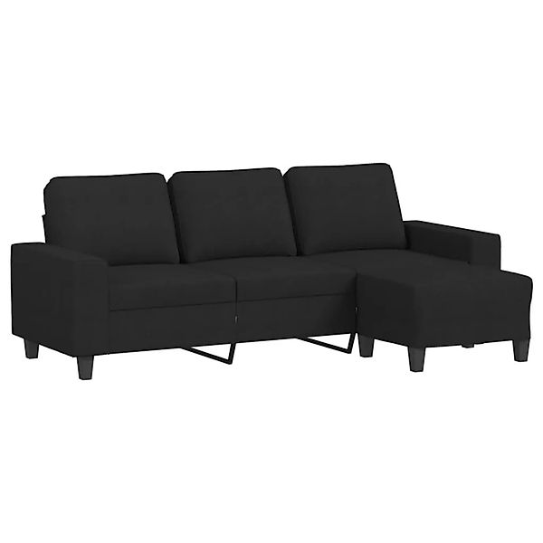 vidaXL 3-Sitzer-Sofa mit Hocker Schwarz 180 cm Stoff 3201155 günstig online kaufen
