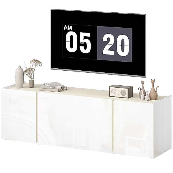 HOMCOM TV Schrank TV Board mit 4 Soft-Close-Türen Hochglanz TV Lowboard für günstig online kaufen