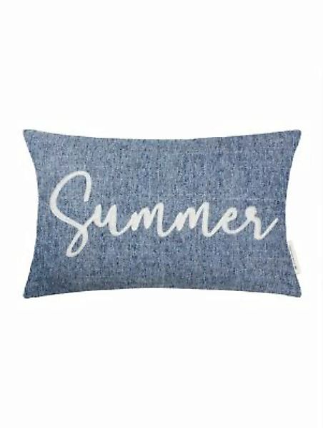 TOM TAILOR Home T-Summer Kissenhülle mit Schriftzug Dekokissen dunkelblau G günstig online kaufen