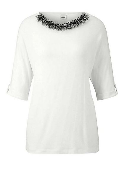 heine T-Shirt HEINE Damen Jerseyshirt mit Schmuckelement, ecru günstig online kaufen
