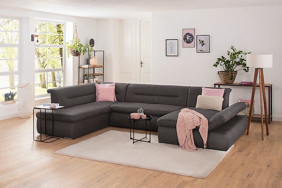 Home affaire Wohnlandschaft "Avesa U-Form" Wahlweise mit Armteilverstellung günstig online kaufen