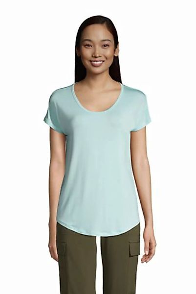 Shirt aus Bambusviskose, Ballett-Ausschnitt, Damen, Größe: M Normal, Blau, günstig online kaufen