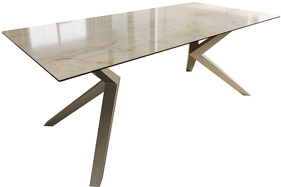 DELIFE Esstisch Edge, Keramik Laminam® Onice Oro ?200x100 Edelstahl Schräg günstig online kaufen