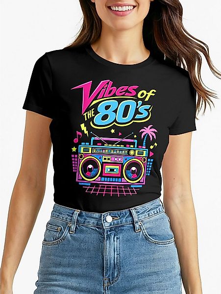 MoonWorks Print-Shirt Damen T-Shirt - 80s-DIY-Outfit- Fasching Karneval Ers günstig online kaufen