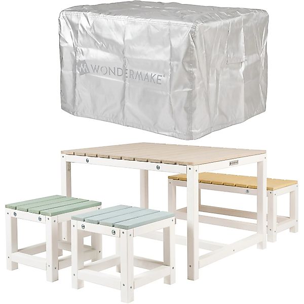 WONDERMAKE Garten-Kindersitzgruppe aus Holz ab 3 Jahre, Outdoor Indoor Kind günstig online kaufen