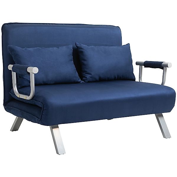 HOMCOM Schlafsofa 2er-Sofa Polyester Metall Blau 111B x 80T x 78H cm günstig online kaufen