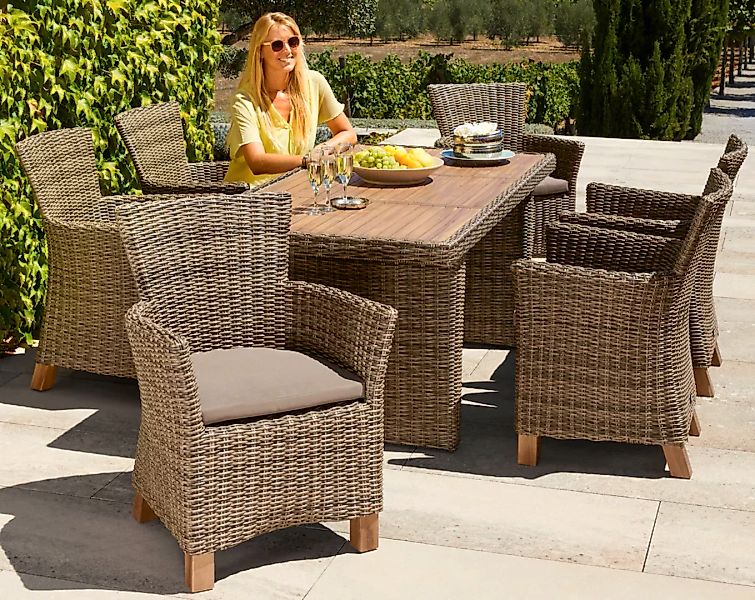 MERXX Garten-Essgruppe "Toskana", (13 tlg., 6 Sessel, 1 Wangentisch 185x90 günstig online kaufen