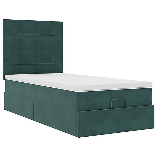 vidaXL Bett Ottoman-Bett mit Matratzen & LEDs Dunkelgrün 80x200 cm Samt günstig online kaufen