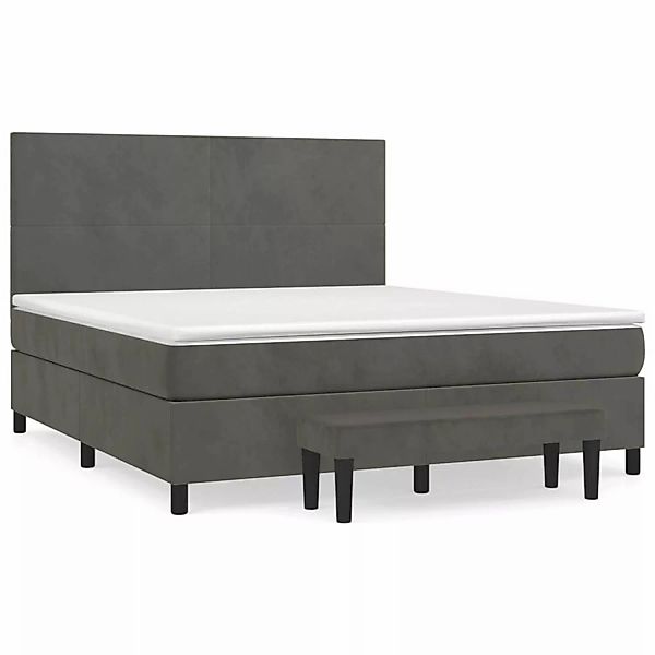 vidaXL Boxspringbett mit Matratze Dunkelgrau 180x200 cm Samt1366985 günstig online kaufen