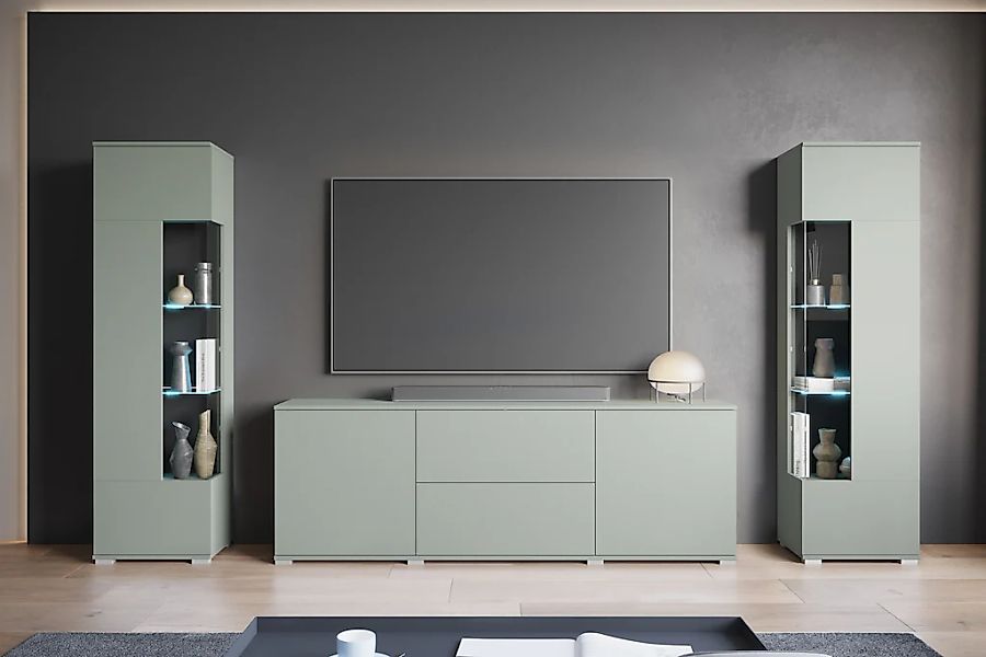 INOSIGN Wohnwand "KENIA", (Komplett-Set, 3 St.), Vitrinen mit Eckverglasung günstig online kaufen