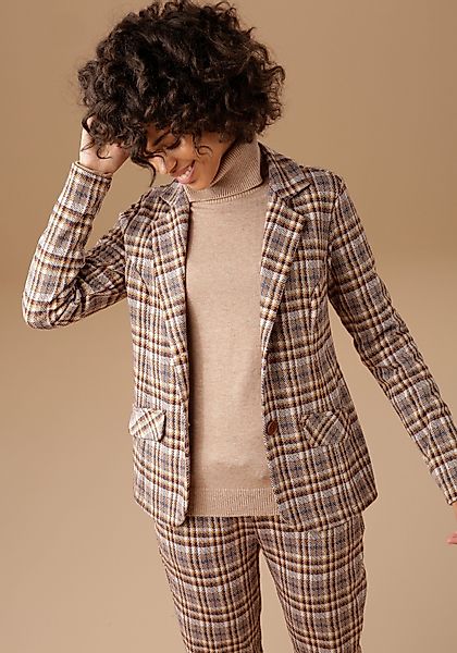 Aniston CASUAL Sweatblazer in trendfarbenem Karo-Dessin günstig online kaufen
