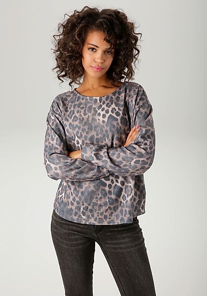 Aniston CASUAL Sweatshirt, mit trendigem Leo-Druck - jedes Teil ein Unikat günstig online kaufen