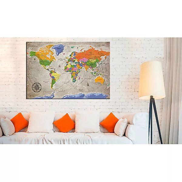 home24 Korkbild World Map Retro Style günstig online kaufen
