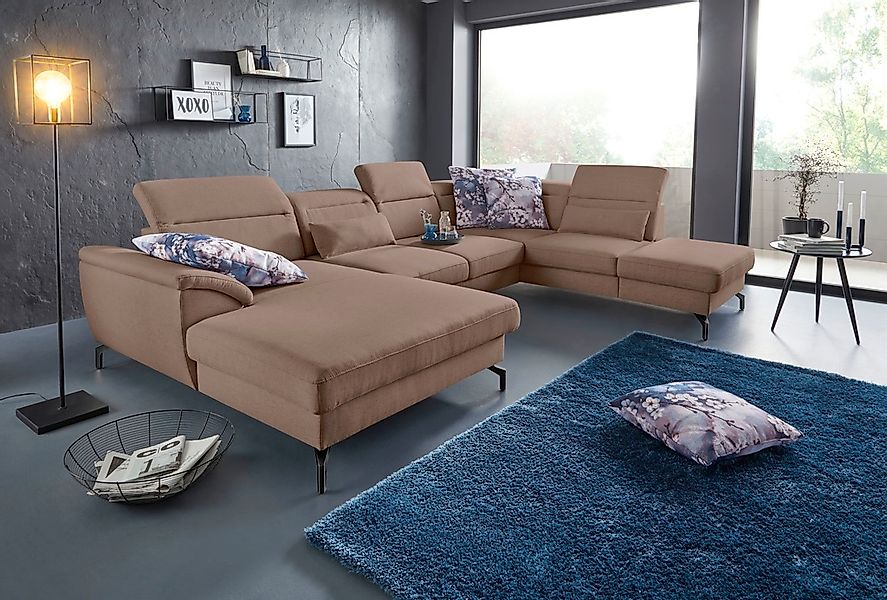 sit&more Wohnlandschaft "Percy U-Form", 15 cm Fußhöhe, Sitztiefenverstellun günstig online kaufen