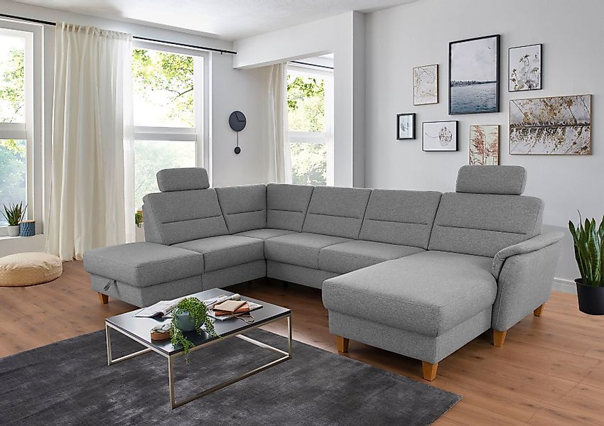 Home affaire Wohnlandschaft "Palmera U-Form", Federkern, wahlweise mit Bett günstig online kaufen