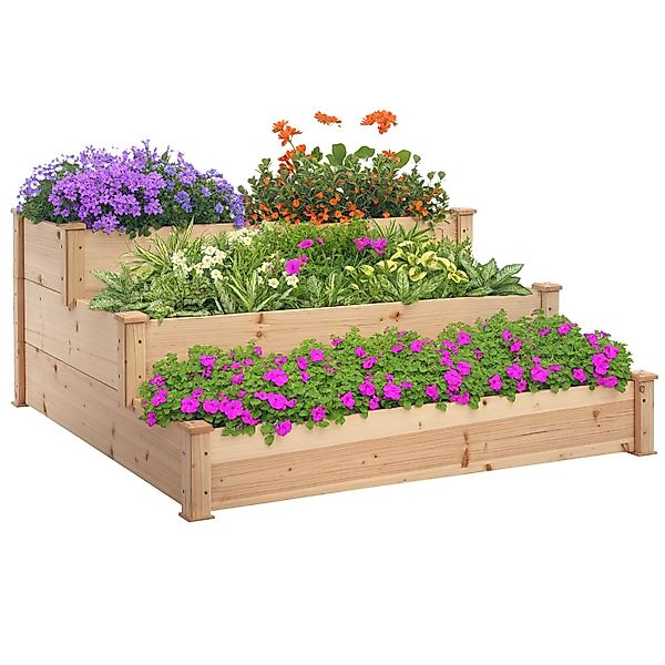 Outsunny Garten-Bett Tannenholz Naturholz 124L x 124B x 56H cm günstig online kaufen
