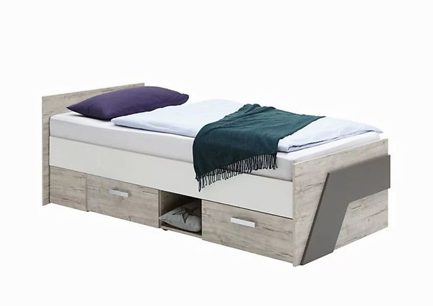 PREISBRECHER Bett NONA 1, in Sandeiche Dekor-weiß-Lava - 204,5x69,5x96cm (B günstig online kaufen