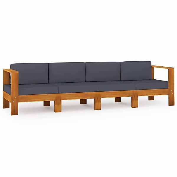 4-sitzer-gartensofa Mit Dunkelgrauen Auflagen Massivholz Akazie günstig online kaufen