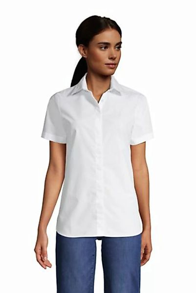 Supima Bügelfrei-Bluse, kurze Ärmel, Damen, Größe: L Normal, Weiß, Baumwoll günstig online kaufen