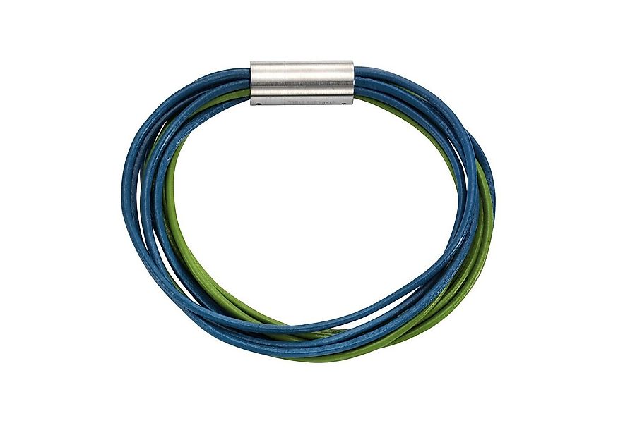 Zeeme Armband Leder 9-reihig türkis mit Magnetverschluß aus Stahl 19cm lang günstig online kaufen