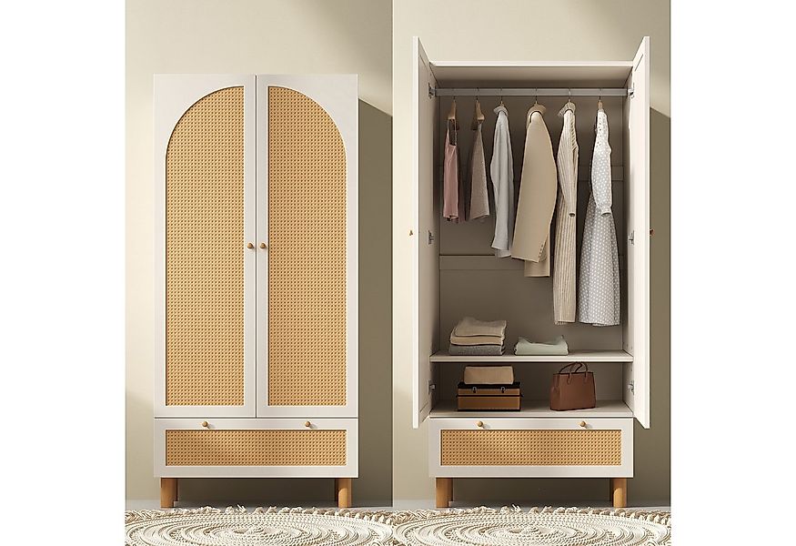 Flieks Kleiderschrank Garderobenschrank 180x85x52cm mit 2 Türen & Schublade günstig online kaufen