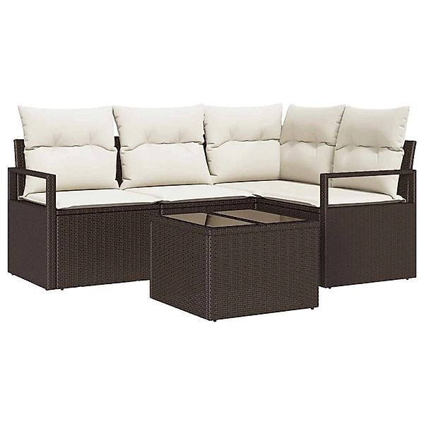 vidaXL Garten-Sofa-Set 5-Tlg Braun Poly Rattan 3346368 günstig online kaufen