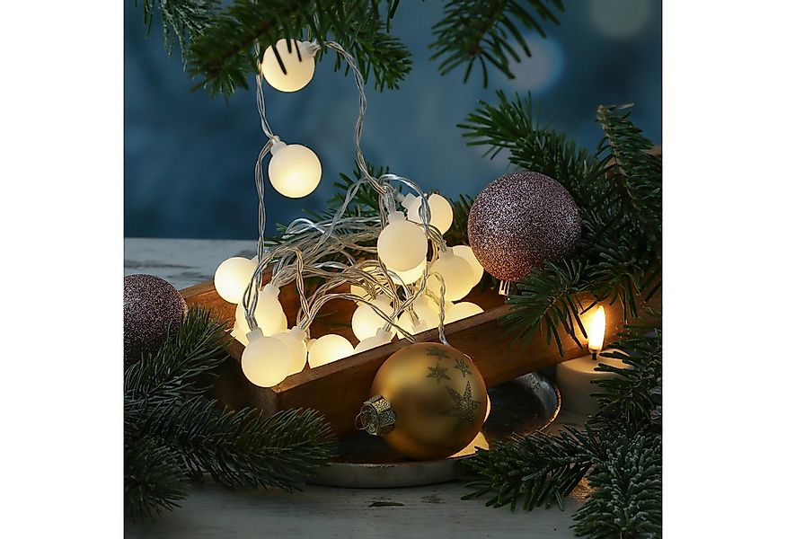 MARELIDA LED-Lichterkette Berry Cherry 30 weiße Kugeln Bälle 8Modi 2,9m Auß günstig online kaufen