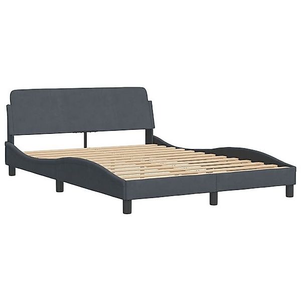 furnicato Bettgestell "Dover" Dunkelgrau 140x190 cm Samt (1-tlg) günstig online kaufen