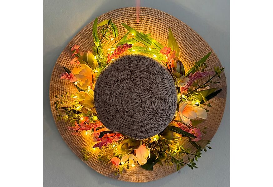 Online-Fuchs Dekokranz Türkranz Frühling Hut mit LED Lichterkette zum Hänge günstig online kaufen