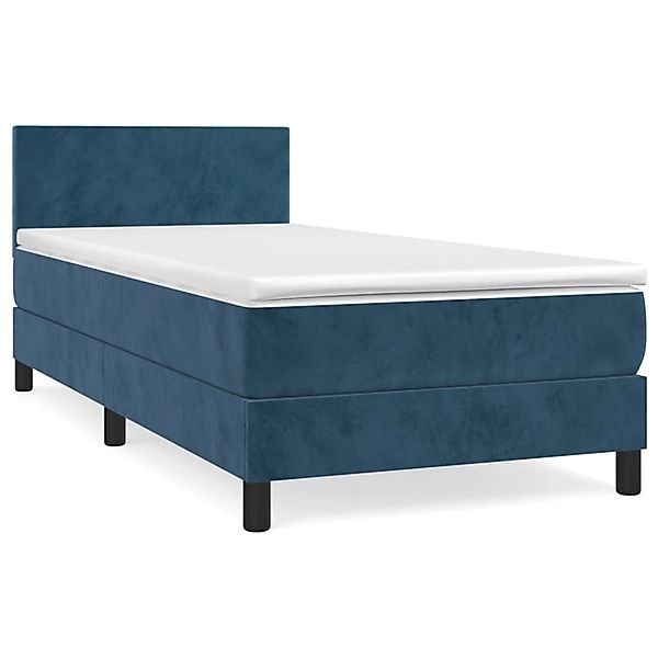 Vidaxl Boxspringbett Mit Matratze Dunkelblau 100x200 Cm Samt günstig online kaufen