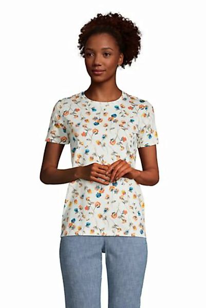 Supima Kurzarm-Shirt mit rundem Ausschnitt, Damen, Größe: M Normal, Elfenbe günstig online kaufen