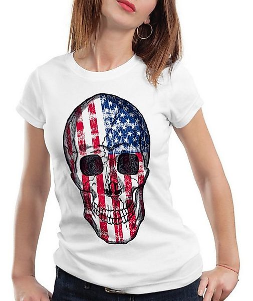 style3 T-Shirt USA Skull Totenkopf stars stripes flagge amerika knochen roc günstig online kaufen