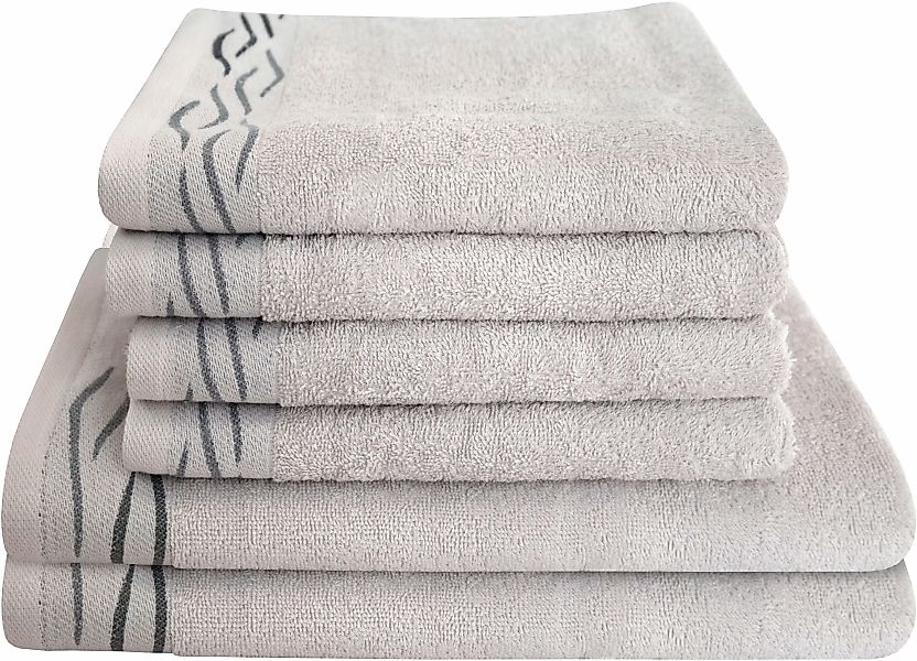 Dyckhoff Handtuch Set »Wave«, Set, 6 tlg., Frottier, mit Jacquard-Bordüre;4 günstig online kaufen