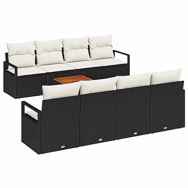 vidaXL Garten-Sofa-Set mit Kissen 9-Tlg Schwarz Poly Rattan 3347677 günstig online kaufen