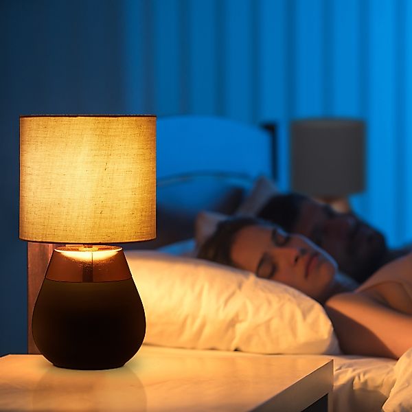 relaxdays Nachttischlampe Tischlampe mit Stoffschirm 2er günstig online kaufen