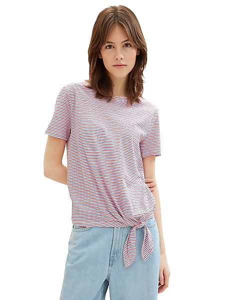 TOM TAILOR Denim T-Shirt, mit Minimalprint und seitlichem Knoten günstig online kaufen
