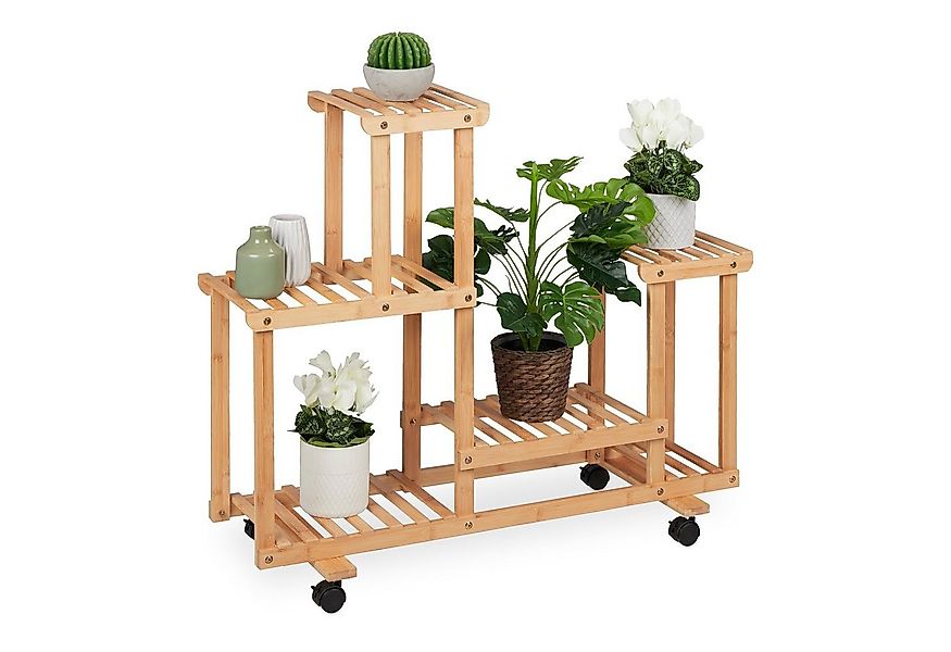 relaxdays Blumenständer Pflanzenregal Bambus günstig online kaufen
