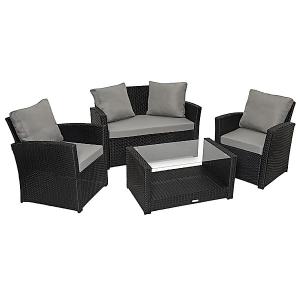 Svita Roma Polyrattan Set Sitzgruppe Lounge Tisch Garnitur Gartenmöbel Schw günstig online kaufen