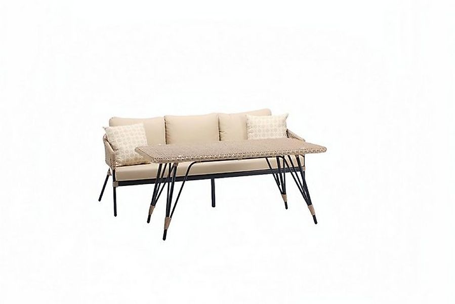 JVmoebel Sofa Sofa 3 Sitzer Beige Luxus Couchtisch Sofas Dreisitzer Stoff M günstig online kaufen