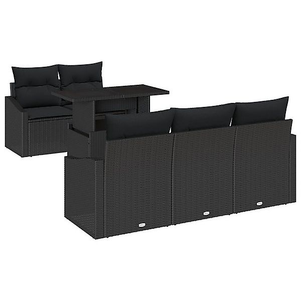 vidaXL Loungesofa 6-tlg. Garten-Sofagarnitur mit Kissen Schwarz Poly Rattan günstig online kaufen