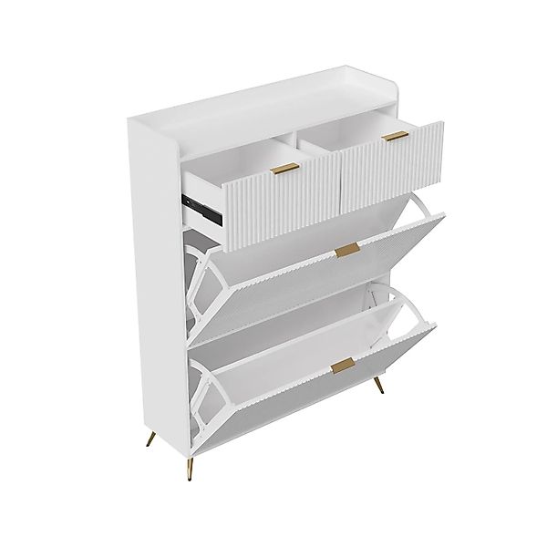 PXloue Schuhschrank 80x24x110cm Schuhaufbewahrung mit Schubladen Metallgrif günstig online kaufen