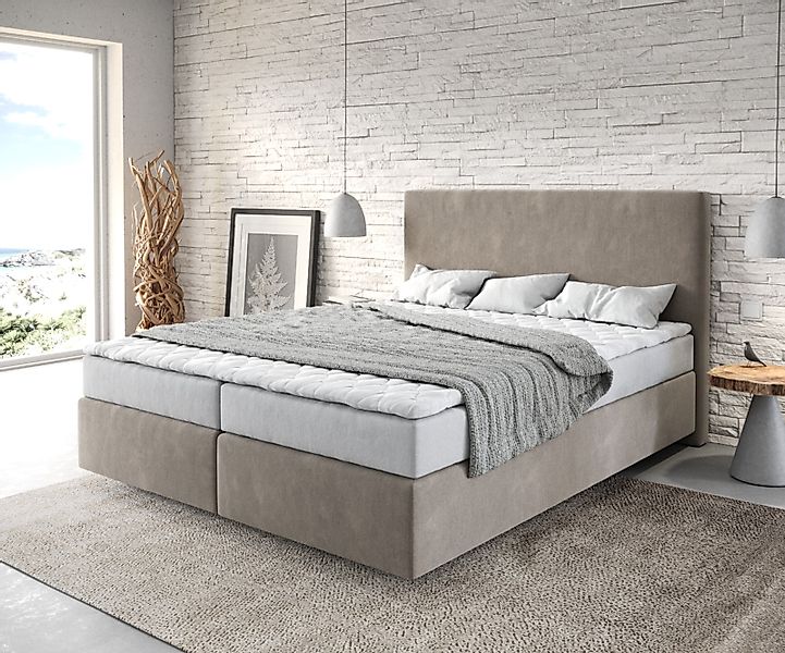 DELIFE Boxspringbett Dream-Well, Mikrofaser Beige 160x200 günstig online kaufen