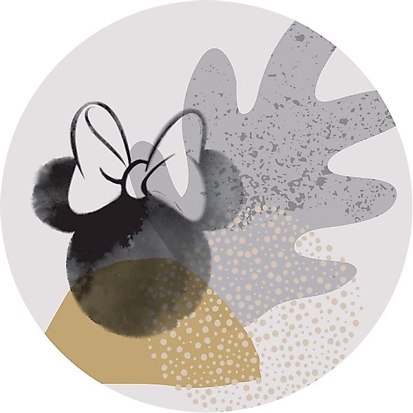 Disney Selbstklebende Runde Tapete Minnie Mouse Grau Schwarz und Gelb Ø 128 günstig online kaufen