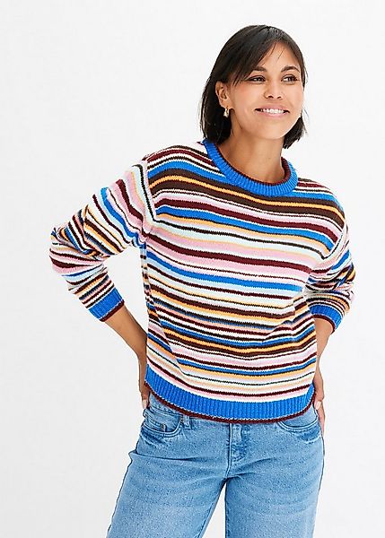 bonprix Strickpullover aus Polyacryl, gestreiftes Design, Oversize Passform günstig online kaufen