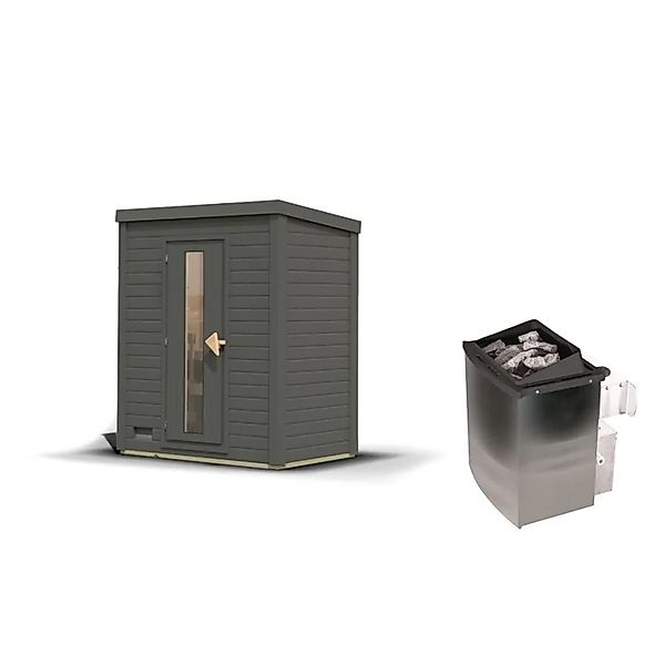 Chillroi 38mm Saunahaus Melo 0 Terragrau mit Ofen 9kW Integrierte Steuerung günstig online kaufen