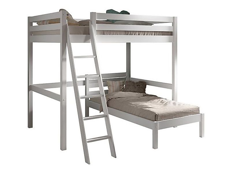 Natur24 Kinderbett Pino Winkelhochbett 215 x 211 x 190.0 cm Kiefer Weiß günstig online kaufen