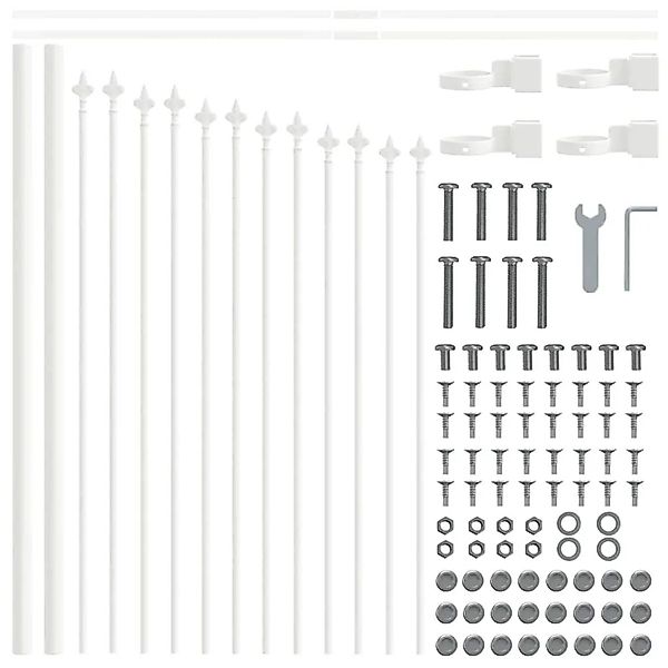 vidaXL Gartenzaun Weiß 170 x 75 cm Pulverbeschichteter Stahl 42003916 günstig online kaufen